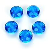 25pcs Adabele Austrian 8mm Faceted Flat Round Coin Loose Crystal Beads Capri Blue Compatible with Swarovski Preciosa 5052 SSMR825