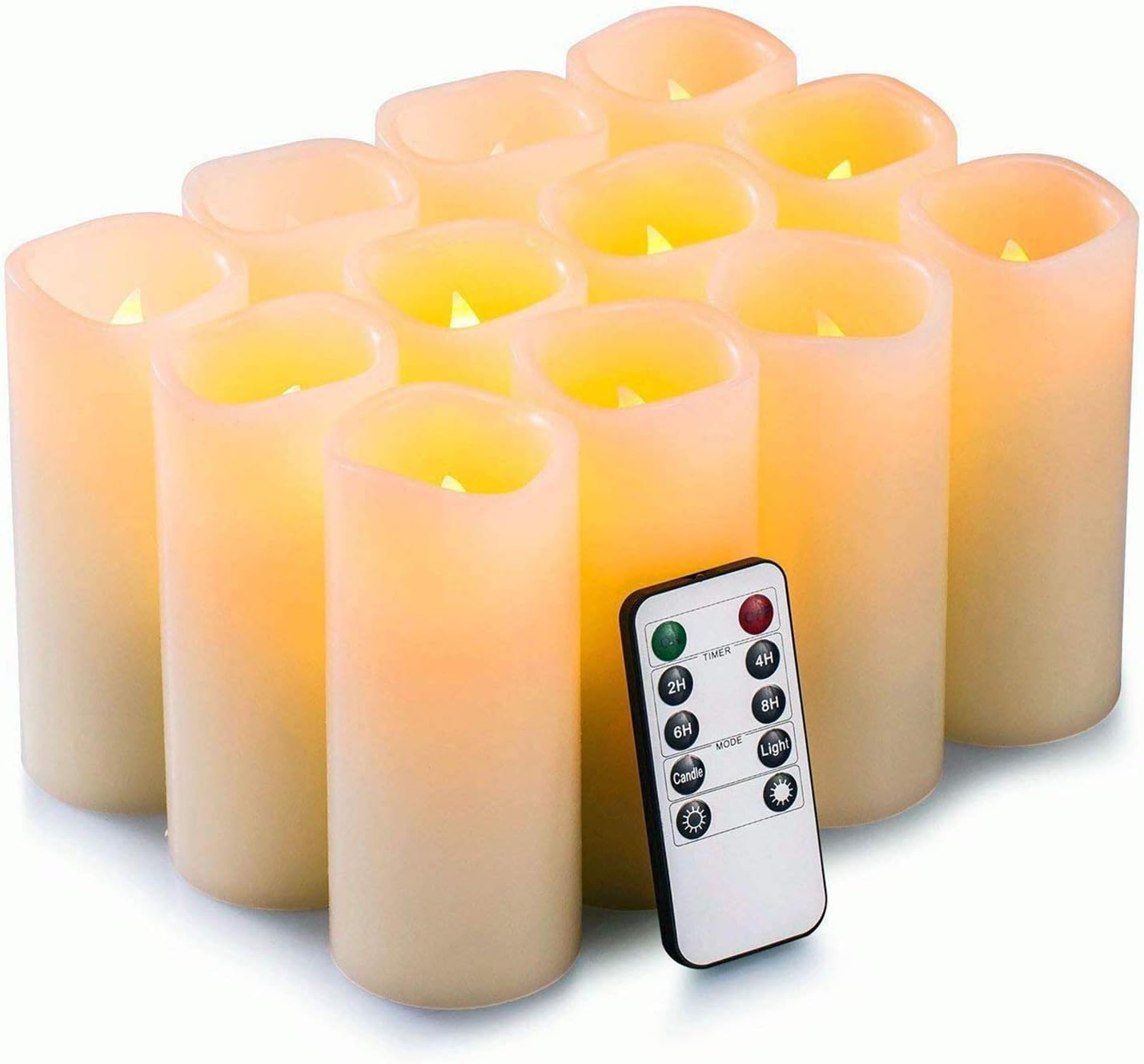 Pandaing Set of 12 Flameless Candles Battery Operated LED