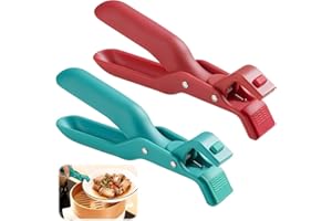2 Pcs Red and Green Hot Plate Grippers Gripper Tongs Lifters Multi Purpose Anti Scald Bowl Holder Clip for Kitchen Silicone A