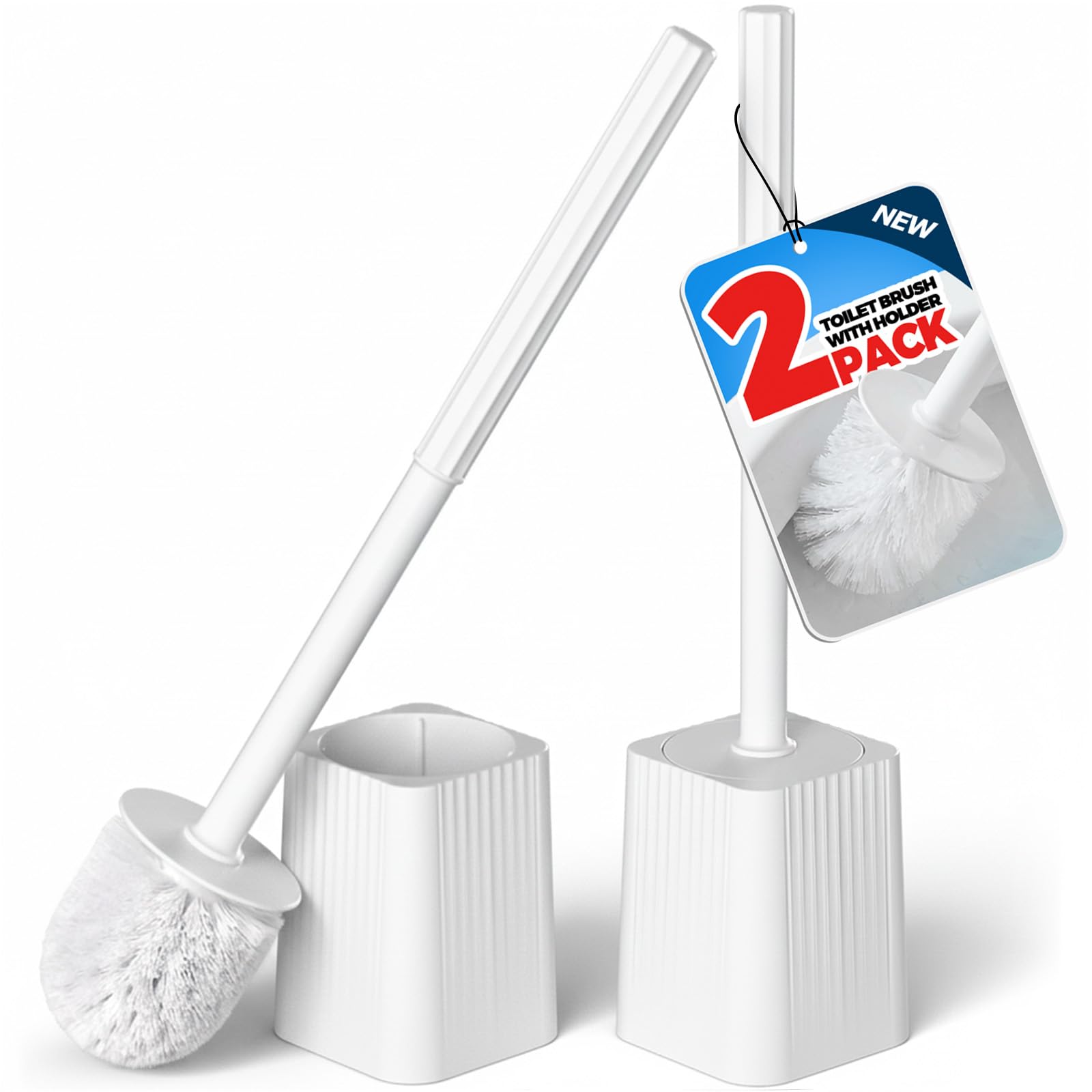 Photo 1 of **PARTIAL SET/ ONLY 1 ** FORASTO 2Pack Toilet Bowl Brush and Holder Set - Toilet Scrubber Brush,Cleaning Brush,Bathroom Decor,Household Essentials,Cleaning Supplies,Home Essentials,White