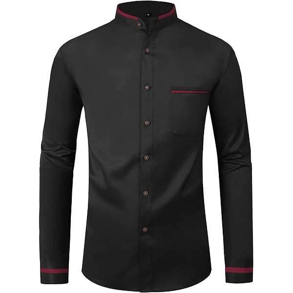 Amazon.com: ZEROYAA Mens Hipster Mandarin Collar Slim Fit Long Sleeve  Casual Button Down Oxford Dress Shirt with Pocket Z113 Black Small :  Clothing, Shoes & Jewelry