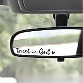 Trust in God Rearview Mirror Sticker, Christian Car Accessories, Car Stickers and Decals for Women, water bottle stickers, Mirror Decals, Valentines Day Gifts for Her (Black，White）