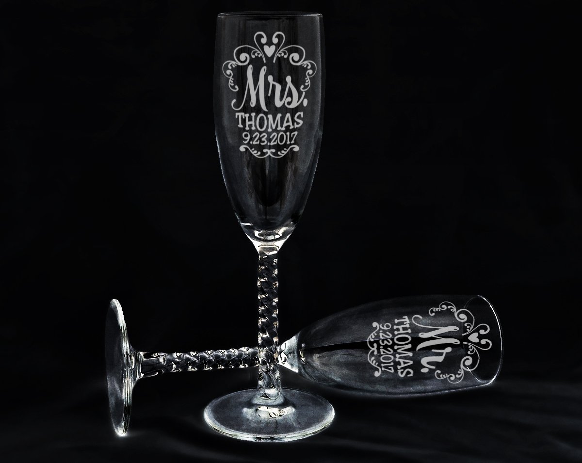 husband and wife champagne glasses