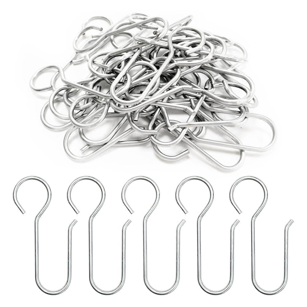HLIWS 30 Pcs Metal Curtain Hooks for Window Curtain,Curtain hanging hooks,Heavy duty zinc metal Shower Curtain Hooks,for Door, Window, Bathroom(64 * 36mm)