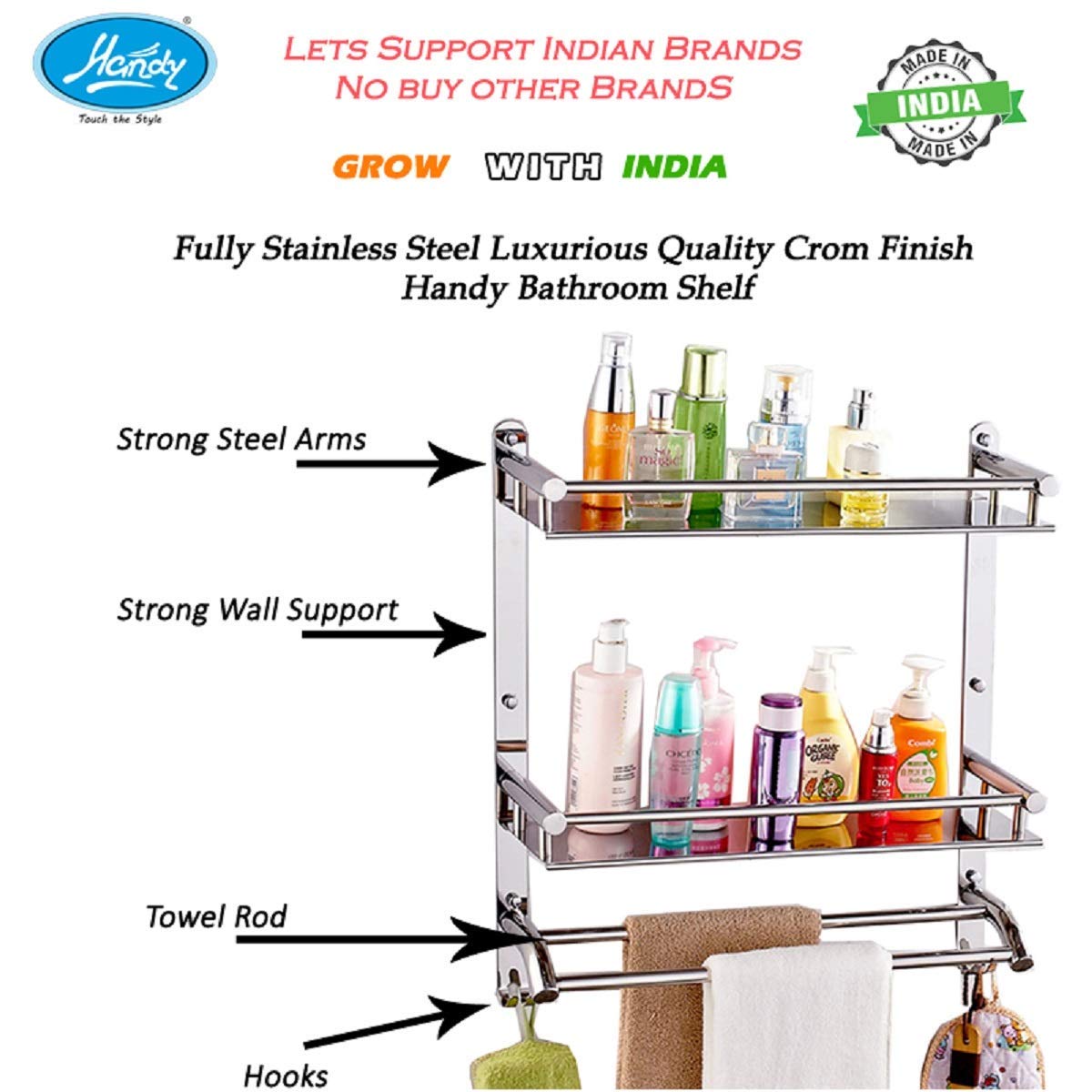 Best Towel Racks to Keep Your Bathroom Organized and Tidy 3 Handy Stainless Steel Double Layer Bathroom Shelf with Towel Rod
