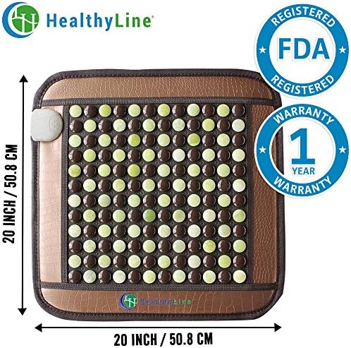 Healthyline Far Infrared Heating Pad - Jade Tourmaline Hot Stone Therapy - Reduce Tight Muscle Tension - Improve Blood Circulation in Your Back, Shoulders, Neck, and Feet (2 - Stones 20" x 20")