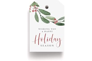 Bliss Collections Gift Tags, Thank You Tags, Seasonal Favors, Parties, and Celebrations Gift Tag 2"x3", 50 Pack (Wishing You a Happy Holiday)