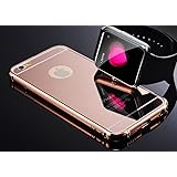 Rose Gold Mirror iphone 6 case, Umiko(TM) Clear Mirror With Metal Bumper Back Shell Hard Case Cover for iphone 6 4.7 inch-Rose Gold