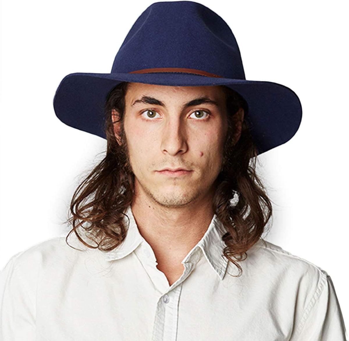 Brixton Men's Wesley Medium Brim Felt Fedora Hat: Clothing