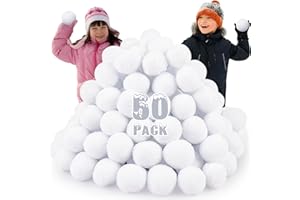 JQTOYD Snowball Fight Set Indoor 50 Pack 1.96 Inch Large Size Fake Snow Fight Ball for Kids Artificial Snow Balls Kids Toys, Winter Snowball Fight Games Xmas Party Decor DIY Supplies Gifts