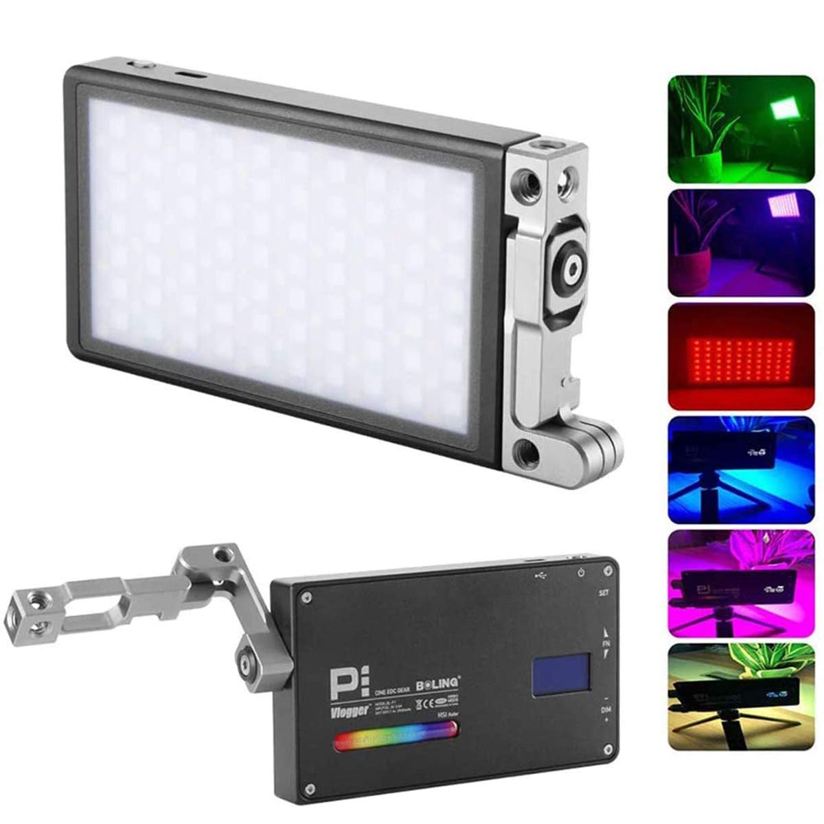 Boling BL-P1 LED Video Light 2500-8500K 12W LED RGB for Camera Camcorder 9 Common Scenario Simulations 360 ° Full Color CRI 96 Aluminium Aviation Pocket Size