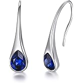 925 Sterling Silver Small Pear-Shaped Modern Style Hook Earrings with Crystals from Austria
