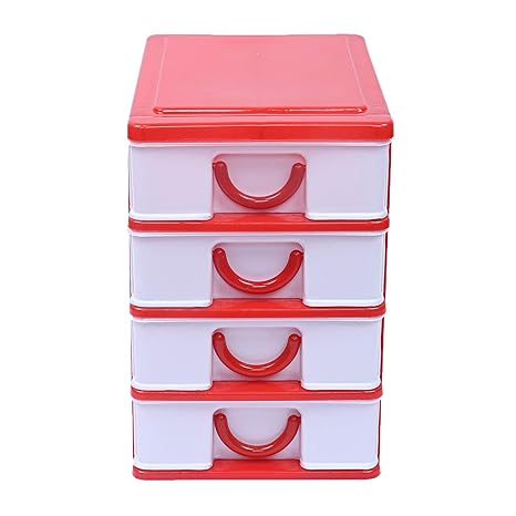 Kuber Industries Plastic Four Layer Drawer Storage Cabinet Box