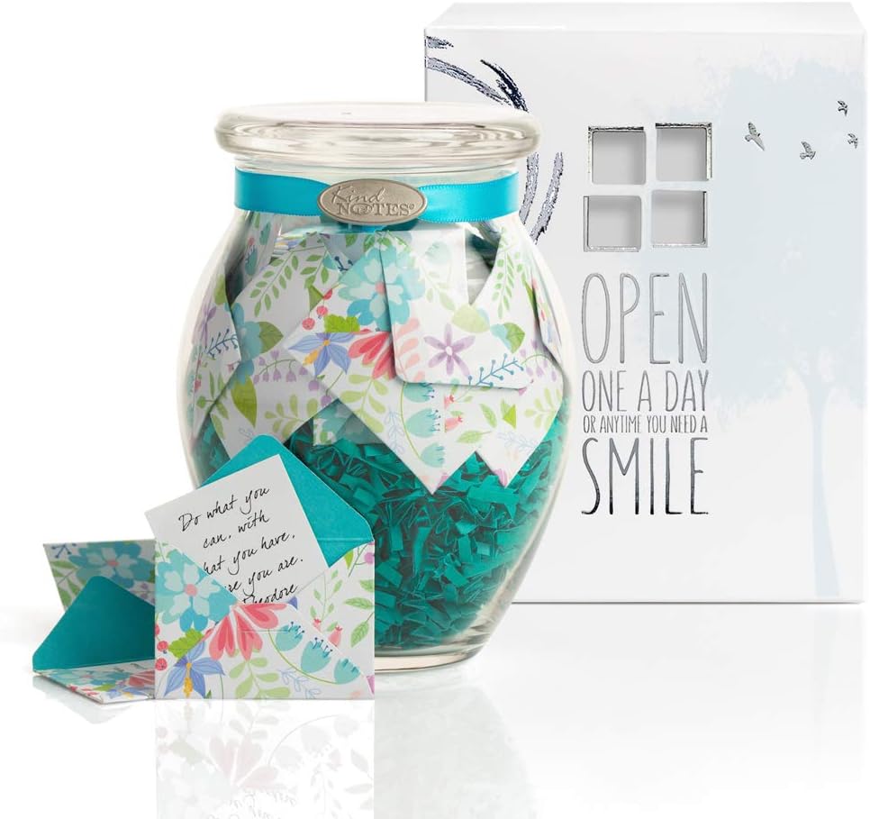 KindNotes Glass Keepsake Gift Jar with Love Messages (for Couples) - Fresh Cut Floral