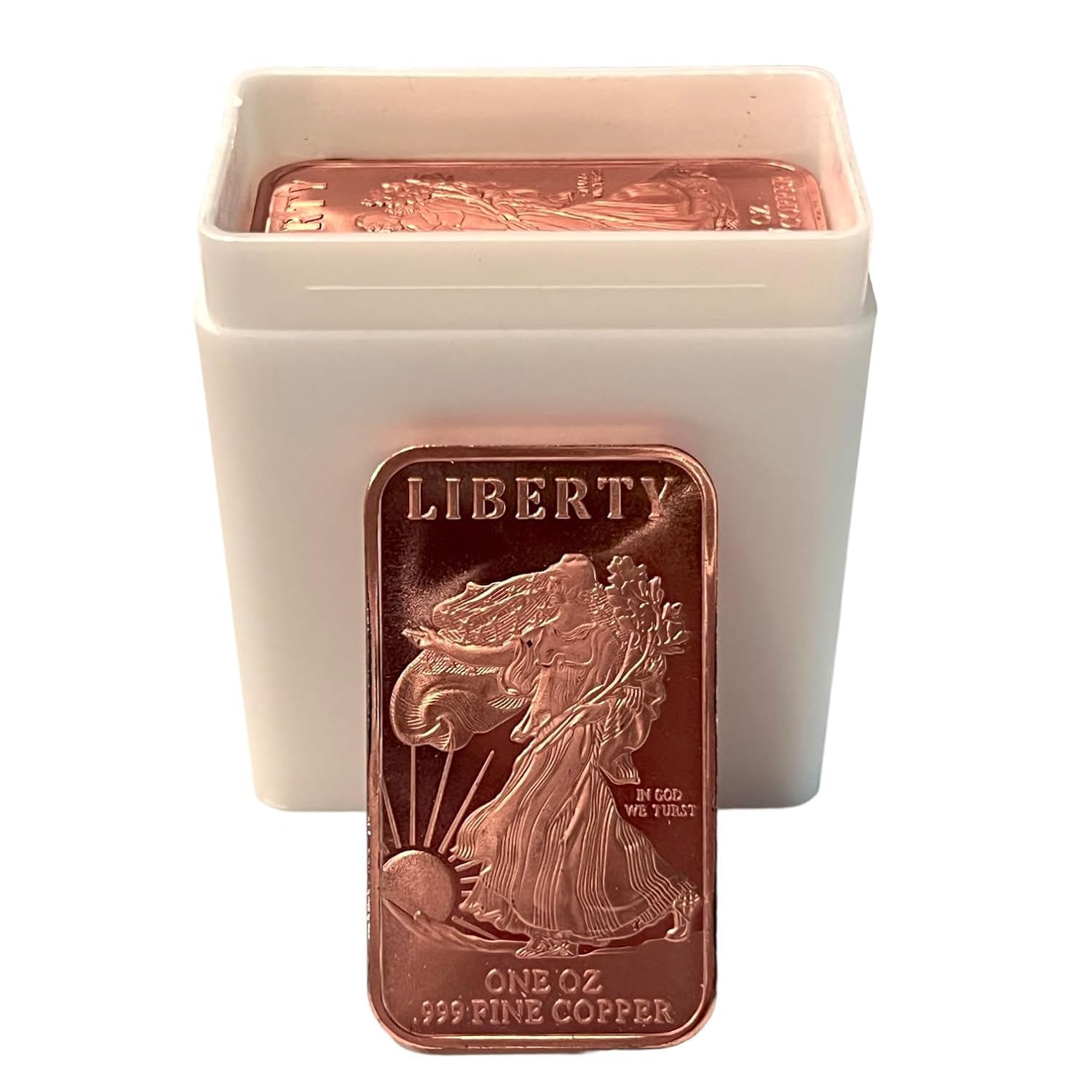 Photo 1 of One (1) Ounce Walking Liberty Copper Bar by Unique Metals | Pack of 20 | .999 Fine Copper | Made in The USA
