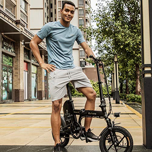Eahora X3 Folding Electric Bicycle 14'' Mini Electric Bike with Seat Suspension, Front Suspension Fork, 350W Motor 36V 10.4Ah Removable Lithium-ion Battery, Energy Saving Transmission System