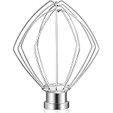 Gdrtwwh Stainless Steel Wire Whip Replacement for KitchenAid 5 & 6-Quart Bowl-Lift Mixer KN256 Accessory, 6 Wire Whisk for Ki