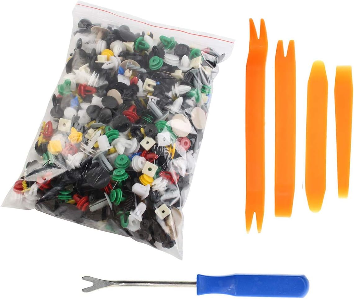 MOTOALL Mixed Auto Car Nylon Bumper Fender Trim Panel Shield Engine Cover Retainer Fastener Rivet Push Clips for GM Ford Chrysler Toyota Lexus Honda Acura Dodge Jeep - 500pcs Clips & Removal Tools