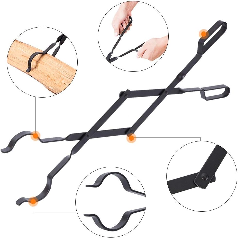 Amagabeli Fireplace Tools Sets 26 Inch Fireplace Wood Tongs,Fire Poker Set,Fire Pits Firewood Clamp Heavy Duty Wood Clamp for Interior - Image 4