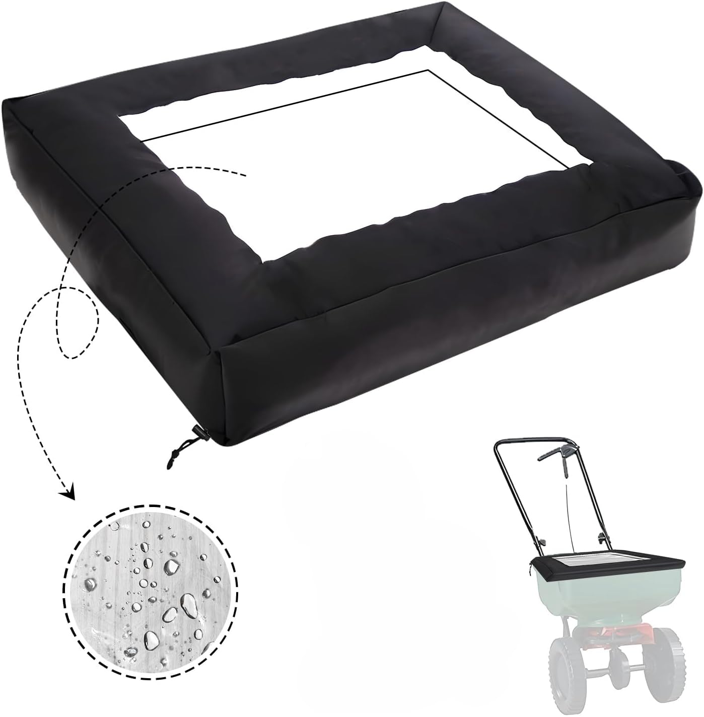 Photo 1 of JYLBHYZI Broadcast Spreader Cover with Durable PVC Clear Window,420D Waterproof Fertilizer Spereader Cover fit Scotts Mini Spreaders for Lawns and Most Brands Lawn Spreader(Black,21.65X16.1 Inches)