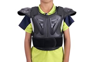 WINGOFFLY Kids Chest Spine Protector Body Armor Vest Protective Gear for Dirt Bike Motocross Snowboarding Skiing, Black L