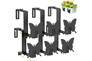 Housolution 6-Pack Window Box Brackets, (5.9 - 9.6 Inches) Deck Railing Adjustable Planter Box Brackets, Heavy Duty Iron Plan