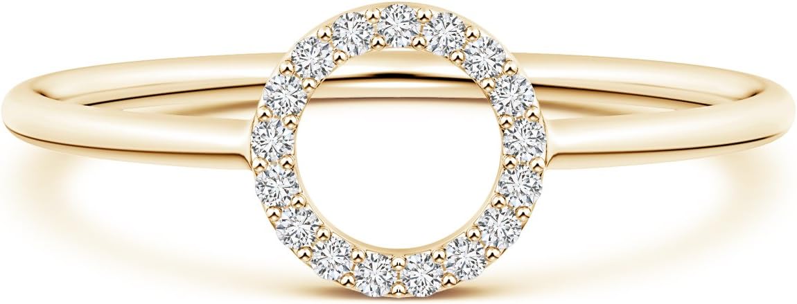 April Birthstone-Round Lab Created Diamond Open Circle Ring in 14k Solid Gold/Silver (0.09 ctw, H Color, SI2 Clarity)