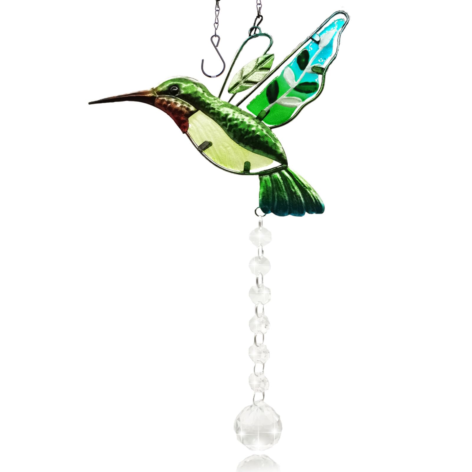 Hummingbird Sun Catchers for Windows, SUHANIOP Crystal Suncatcher Stained Glass Garden Hanging Decoration Rainbow Maker Ornament, Gifts for Women Girls Bird Lovers