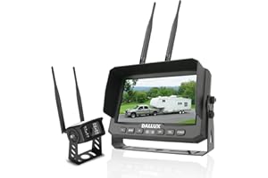 Dallux Wireless Backup Camera Kit+7" Built in DVR Monitor Rear/Front View Camera for Heavy Vehicle/5th Wheel Pickup/Truck/Tra