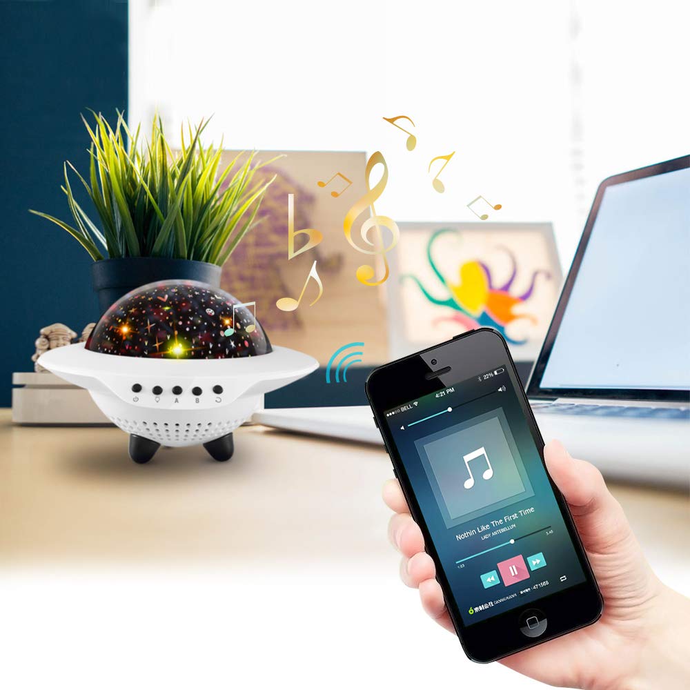 Baby UFO Star Night Light for Kids,Sleeping Sound Machine with Remote,Timer,Built-in Bluetooth Speaker, Best Projection Lamp Gift for Bedroom Birthday Parties Christmas - 3 Sets of Film