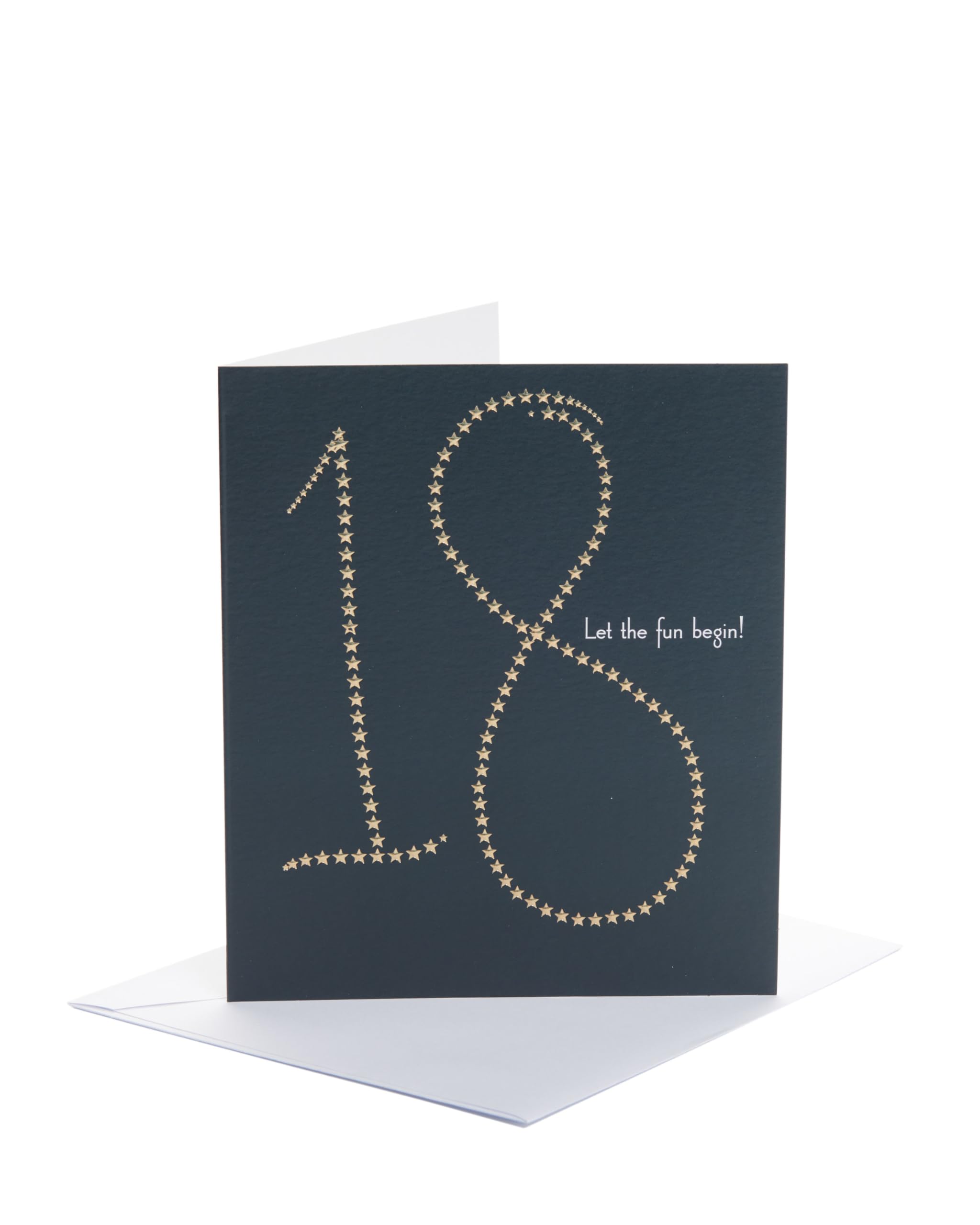 UK Greetings | 18th Birthday Card | Happy Birthday Gifts | Her/Him | Gold Foil Stars Design | With Envelope | 165 x 190 mm