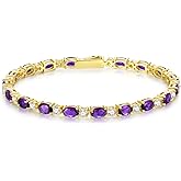 FANCIME 14K Gold Plated Birthstone Bracelets 4mm Sterling Silver Tennis Bracelets Gold Bracelets Birthday Jewelry Gifts for Women 7"