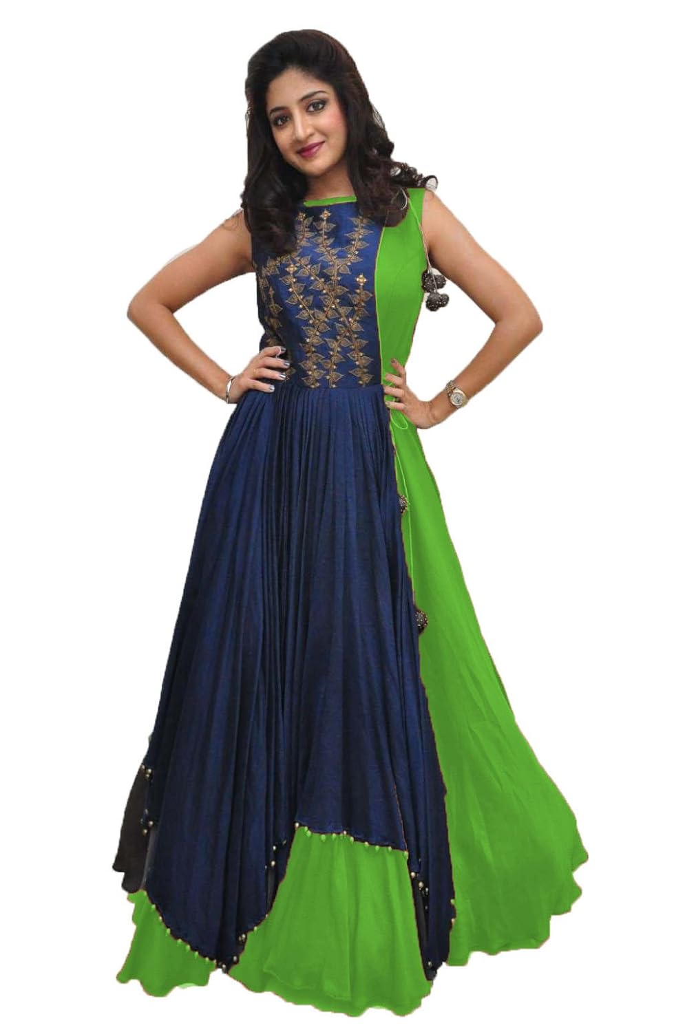 rudra zone women's banglory gown with jacket gown for party wear dress(multicolor)