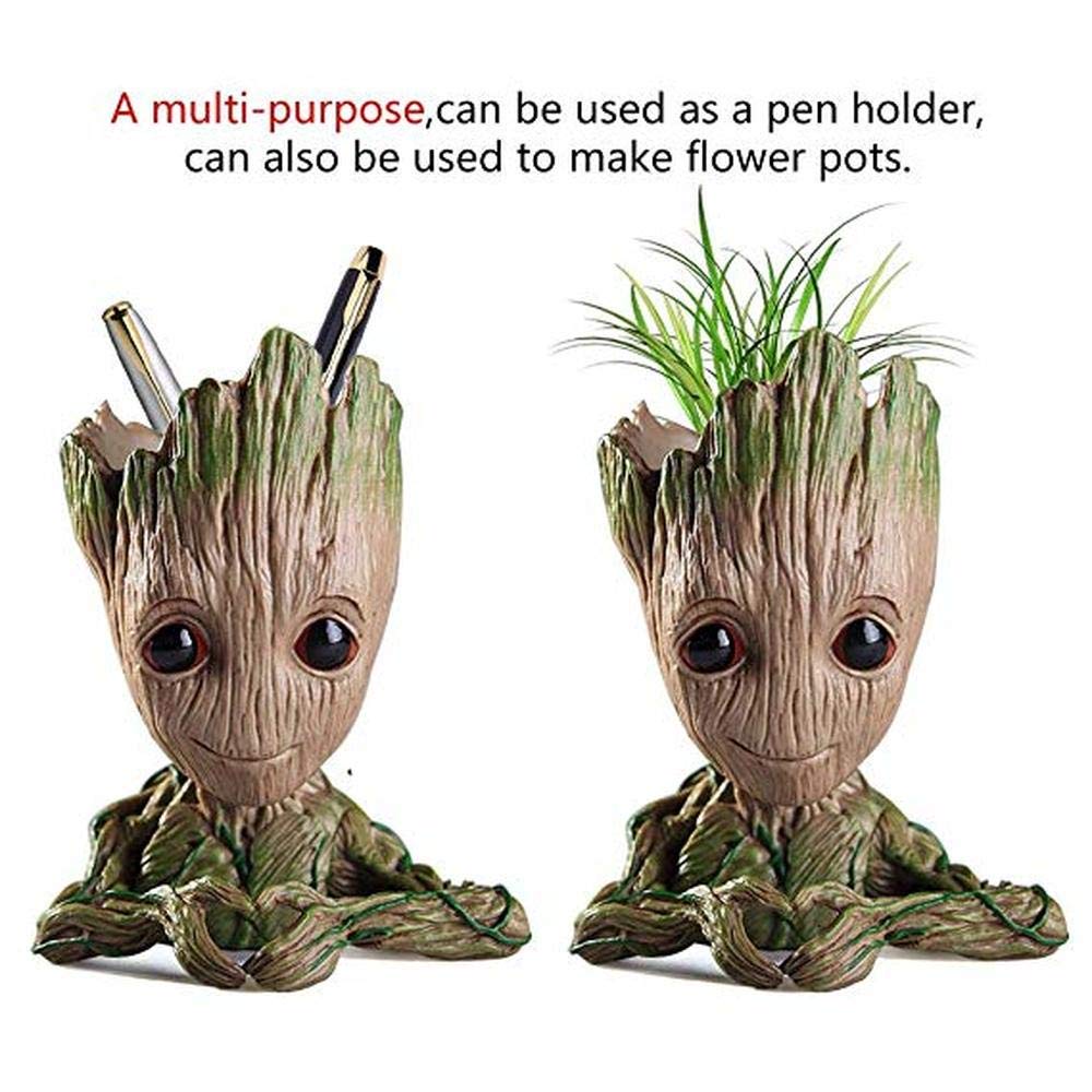 Groot Pot De Fleurs Dessin Anime Bebe Figurines Guardians Of The Galaxy Vert Plantes Pot De Fleurs Avec Trou Pour Stylos Meilleur Cadeau Pour Enfants Excited 1 Tetes Sculptees Cuisine Maison