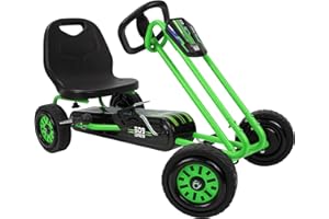 509 Crew Rocket Pedal Go Kart - Green | Pedal Car | Ride On Toys for Boys & Girls with Ergonomic Adjustable Seat & Sharp Handling, Ages 4+ (U918005)