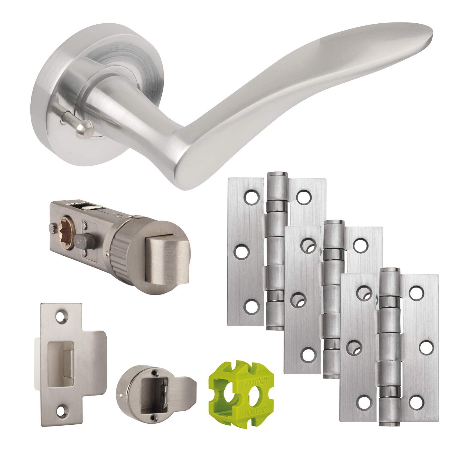 Jigtech JTB82220 Vecta Door Pack-Bathroom, Satin Chrome