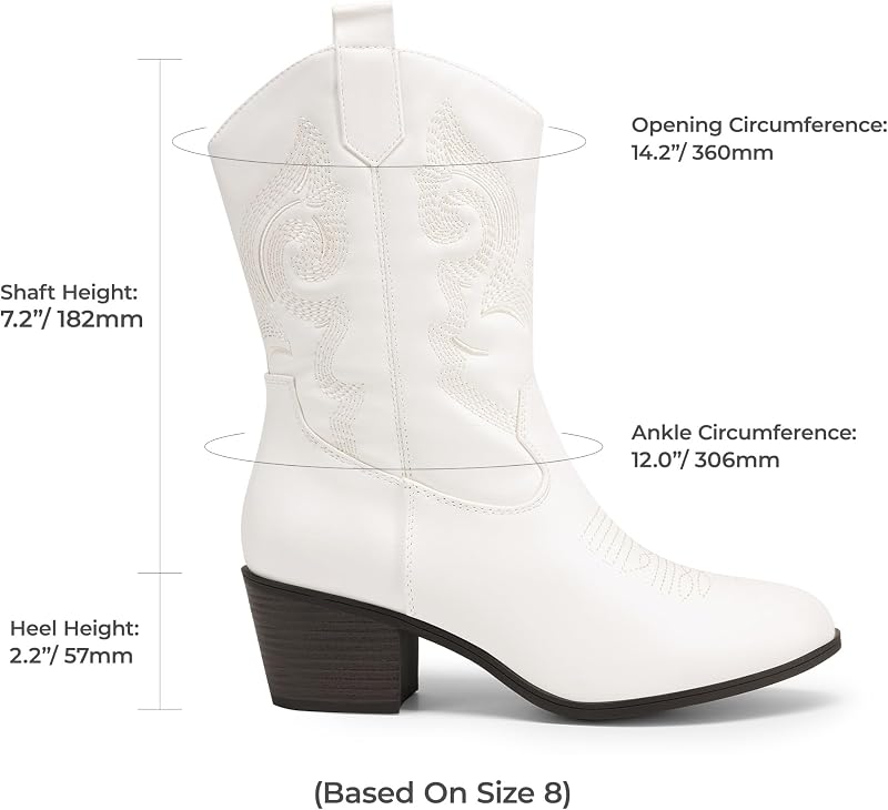 Botas Vaqueras Media Caña,Blanco,38