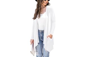Veryoung Women's Lightweight Cardigan Casual Soft Long Sleeve Floral Knit Cardigans with Pockets High Low Hem Draped Duster
