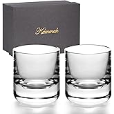 KAMMAK Crystal Whiskey Glasses Set of 2, 6.76oz Old Fashioned Glasses Stemless, Hand Blown White Cocktail Glasses, Engagement Gifts for Couples, Women, Men