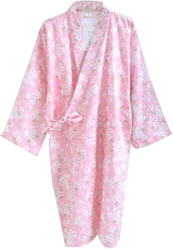 Amazon Smile レディース パジャマ お寝巻き 和服 浴衣 綿 可愛い浴衣 部屋着 寝間着 便利服 ルームウェア 長袖 前開き ソフト 柔らかい 花の柄 春夏 浴衣 通販