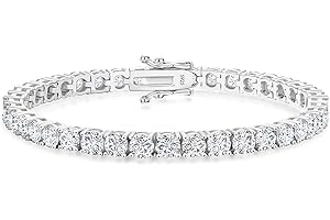 KRKC&CO KEEP REAL KEEP CHAMPION KRKC&CO Lab-Grown Moissanite Tennis Bracelet Women, Luxury Anniversary Wedding Bridal Gift for Wife, 2.2-13.8 ct.tw, D Color VVS1, 925 Sterling Silver 14K Golden Plated, Hypoallergenic, Everyday Jewelry