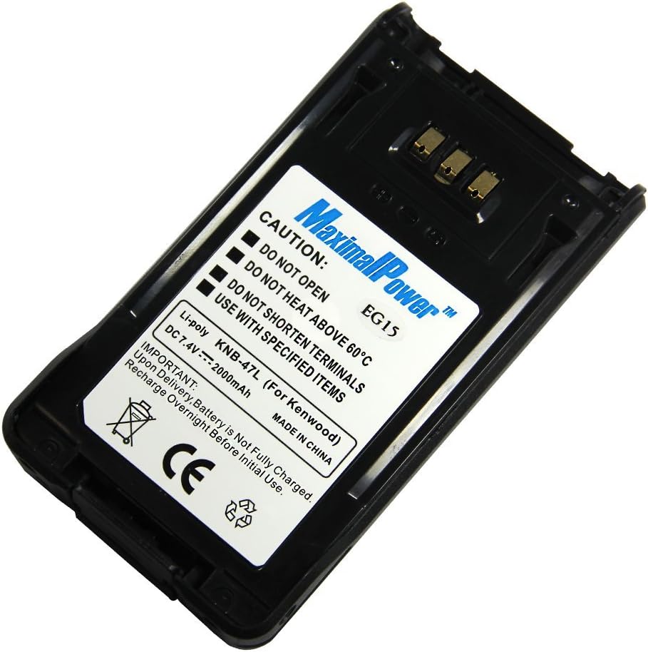 MaximalPower Replacement Battery for Kenwood KNB-47L,Kenwood NX-200/300 Two-Way Radios, 7.4V, 2000mAh, Li-Poly Cell