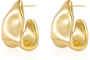 Kyerlyn Chunky Gold Earrings for Women, 14K Gold/Silver Plated Statement Geometric Dangle Drop Earrings Chunky Trendy Knot Stud Hypoallergenic Fashion Jewelry Gift