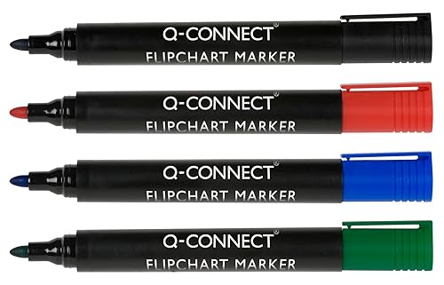 Q-Connect Flipchart Marker Pen Bullet Tip Assorted (Pack of 4)
