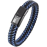 ForeverWill I Stand with Israel USA Flag Star of David Jewish Bracelet Jerusalem Mogen David Star Leather Bangle Judaica Israelities Faith Hanukkah Wristband Israeli Amulet Jewelry, 7.28'', Blue