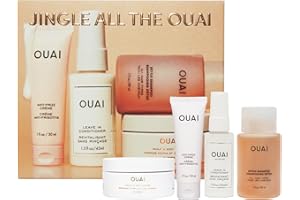 OUAI Gift Set - Travel Size Hair & Body Care Set - Includes Detox Shampoo, Deluxe Anti Frizz Cream, Leave In Conditioner, Sca
