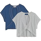 RoseSeek Girl's 2 Packs Open Back Backless Tops Short Sleeve T Shirts | Criss Cross, Crewneck Casual Tees, Teen Girls Size 10 12, Kids Clothes, Summer, Cute Shirt