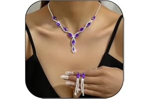 FRODETE Bridal Wedding Jewelry Sets for Brides Bridesmaid Formal Rhinestone Necklace and Earrings Set Costume Jewelry for Women Prom Jewelry Set Accessories for Wedding Day
