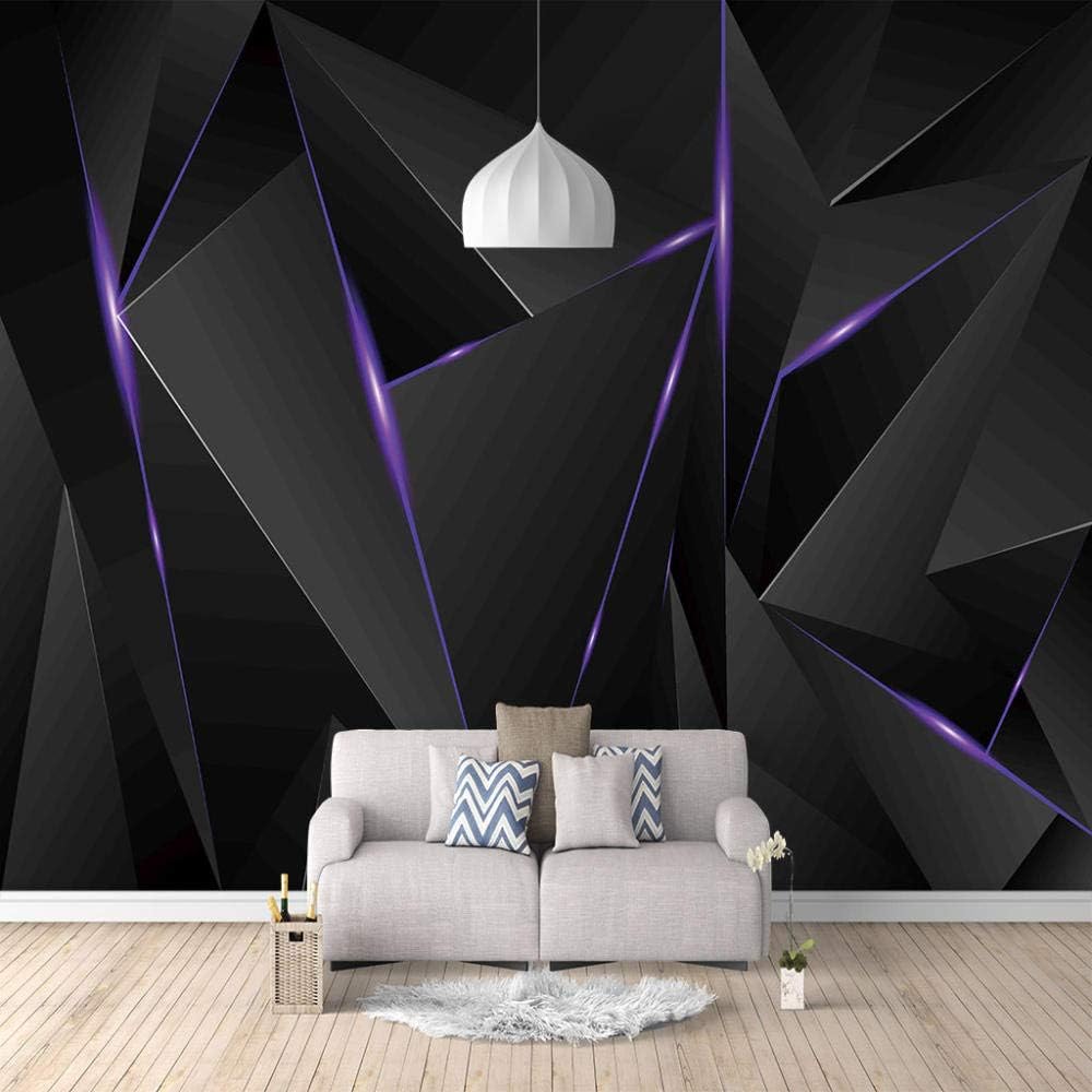 Black Cool Solid Geometry Custom 3D Non-Woven Premium Wallpaper - Wall