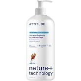 ATTITUDE Dish Soap, EWG Verified, Wildflowers, 33.8 fl oz | Cuts Grease &amp; Food Residue, Rich Foaming Action, Rinses Clean, Gentle on Hands, 97% Naturally Derived, Dishwashing Liquid